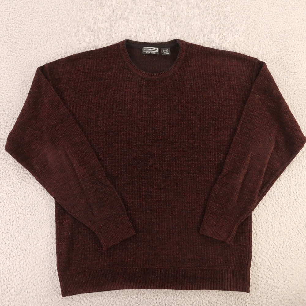 VINTAGE 3D Knit Sweater Mens L Red Burgundy Acrylic Wool‎ Italy Preswick & Moore